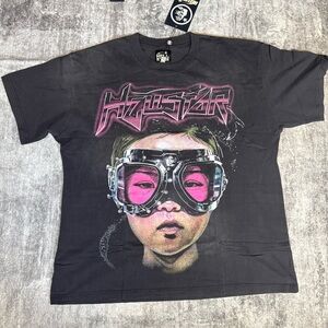 Hellstar Black Graphic T-Shirt with Pink Accents